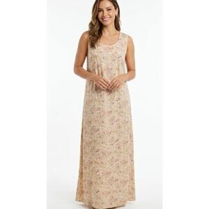 VICTORIA HOLLEY  Women's Maxi Floral Dress MediumRayon Sleeveless Cottagecore